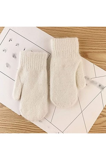 LSDJGDDE Femmes Hiver Garder au Chaud Gants en Peluche élasticité Doux Doigts complets Mitaines Imitation Fourrure de Lapin G