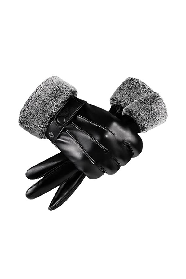 LSDJGDDE Gants dhiver Gants en Cuir Gants de Sports de Plein air en Molleton de Conduite Chauds