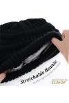 FURTALK Bonnet tricoté pour femme - Doublure polaire - Pour le ski - Noir - Medium