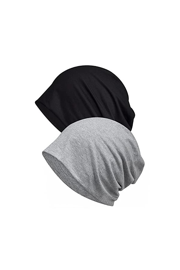 ELLEWIN Bonnet souple en coton doux et léger pour la course à pied adulte - Bonnet de chimio pour homme et femme, bleu, M/L