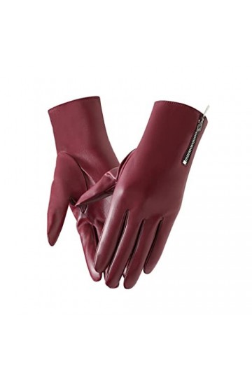 SMEJS Hiver Femmes Garder au Chaud écran Tactile Mince Polaire Non gonflé en Cuir PU imperméable Mode Fermeture éclair Cyclis