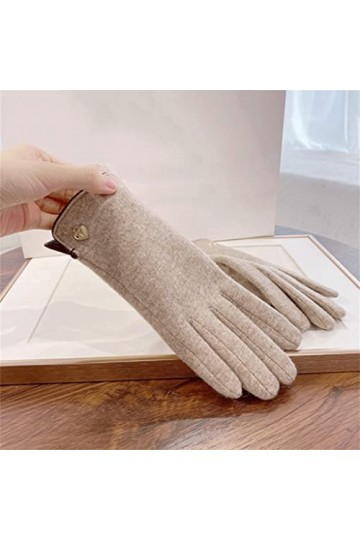 Moufles chaudes dhiver en peluche épaisse à double couche pour intérieur et extérieur, pour femmes avec écran tactile marro