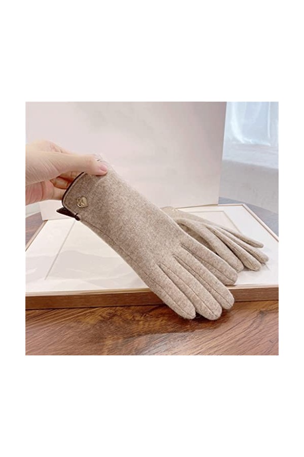 Moufles chaudes dhiver en peluche épaisse à double couche pour intérieur et extérieur, pour femmes avec écran tactile marro