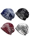 ELLEWIN Bonnet souple en coton doux et léger pour la course à pied adulte - Bonnet de chimio pour homme et femme, bleu, M/L