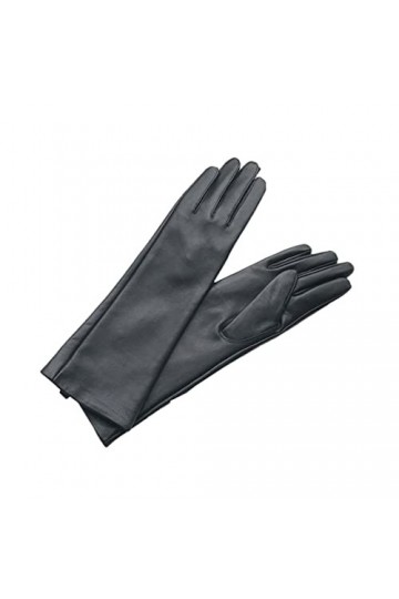 Moufles en cuir pour femme - Doublure thermique en velours - Coudières - Gants utilitaires pour écran tactile - 35 cm - Doubl