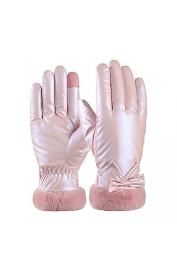 Gants Femmes Hiver Plus Velours Épaissir Garder Au Chaud Écran Tactile Brillant Mode Mignon En Peluche Poignet Étanche Vélo S