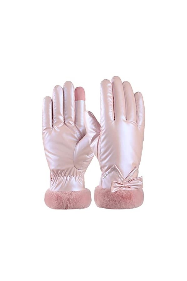 Gants Femmes Hiver Plus Velours Épaissir Garder Au Chaud Écran Tactile Brillant Mode Mignon En Peluche Poignet Étanche Vélo S