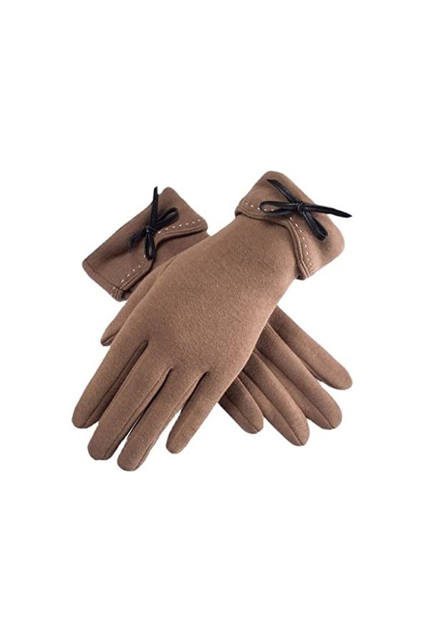 Gants Hiver Femmes Plus Velours Épaissir Garder Au Chaud Écran Tactile En Plein Air Vélo Mignon Belle Élégant Élasticité Soli