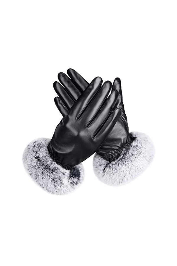 Gants Gants en cuir de mouton véritable automne-hiver pour femmes Mitaines en cuir véritable Gants dautomne-hiver Hommes fem