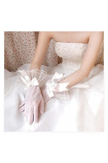Gants en Dentelle for Femmes, nœud en Maille, Gants de fête de Mariage, Accessoires Courts, Gants en Mousseline de Soie Confo
