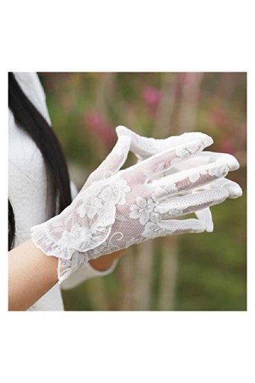Gants for Dames Gants en Dentelle Lotus Party Poignet Femmes Gants de Conduite Confortable et léger Color : A, Size : 24cm 