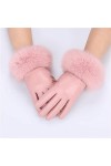QZH Gants en Cuir véritable pour Femmes avec Poignets en Fourrure de Lapin Mitaines en Peau de Mouton
