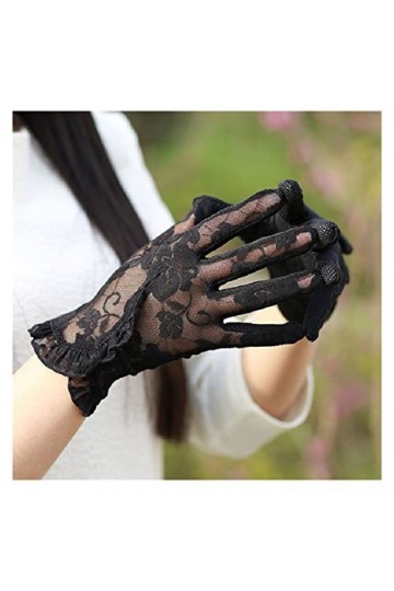 Gants en Dentelle Gants Lotus en Dentelle dété for Femmes Confortable et léger Color : Black, Size : 24cm 