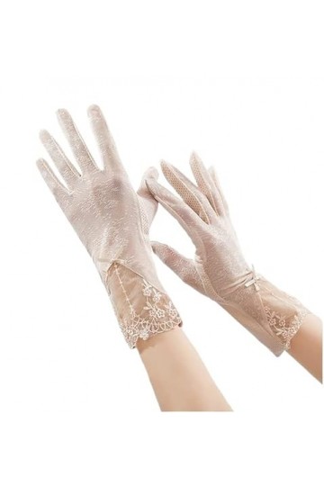Gants dété for Femmes Gants décran Tactile en Soie de Glace Boucle de Dentelle Fleurs élastiques Confortable et léger Colo