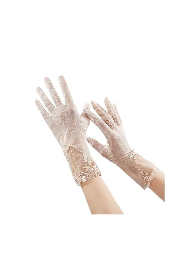 Gants dété for Femmes Gants décran Tactile en Soie de Glace Boucle de Dentelle Fleurs élastiques Confortable et léger Colo