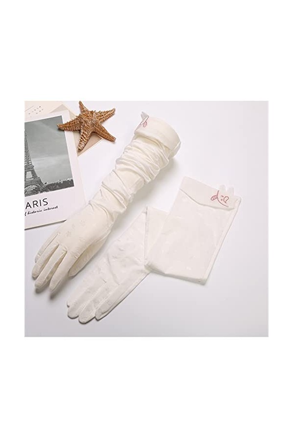 YANYUESHOP Gants de conduite mi-longs dété pour femme - Manches fines - En soie glacée - Couleur : C - Taille : 57 x 11 cm