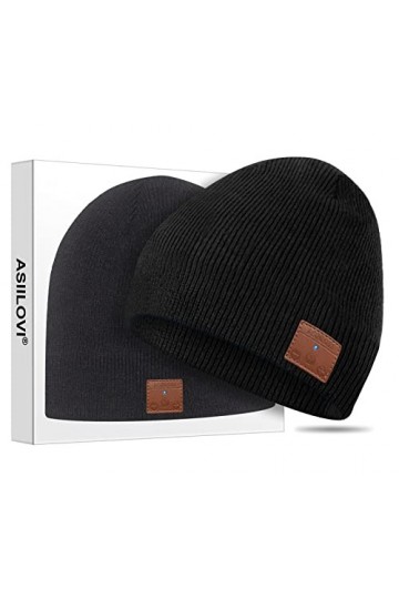 ASIILOVI Bonnet Bluetooth, Bluetooth V5.0 sans Fil Smart Knit Chapeau Musique Casquette avec Détachable avec Micro Intégré et