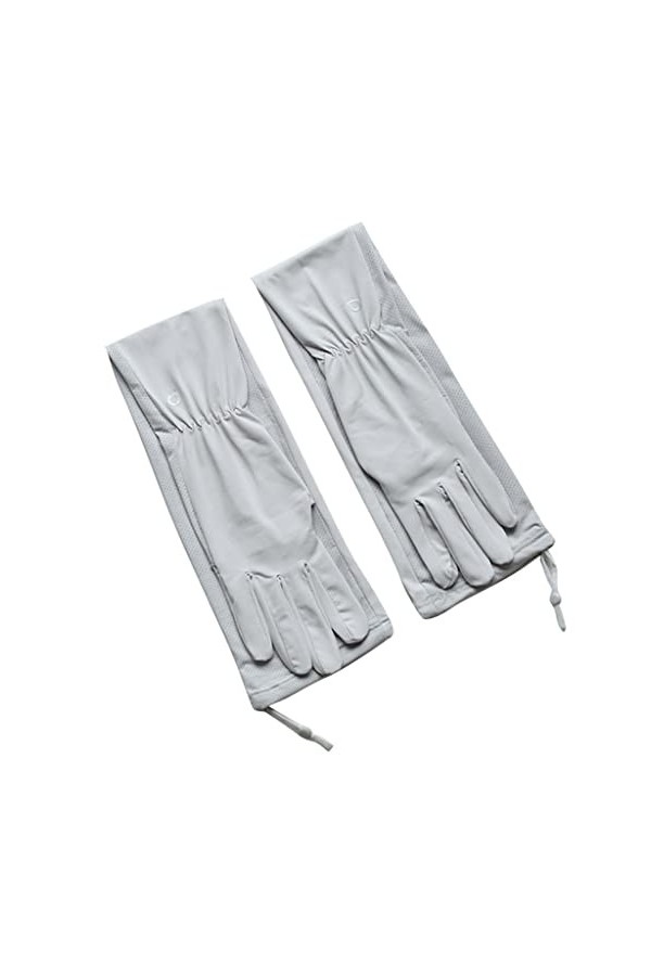 YANYUESHOP Été Exposé Manches À Deux Doigts Femme Conduite Glace Soie Gants Longs Bras Bras Mince Color : A, Size : 57 * 16c