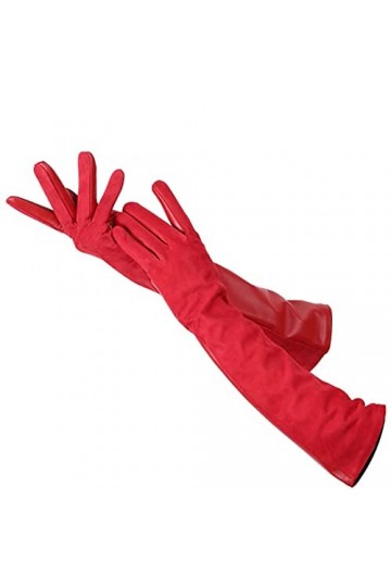 TWDYC Gants for Femmes De Couleur Rouge, Gants en Cuir for Femmes, Gardez Les Longs Gants dhiver Chaleureux Color : Red, Si