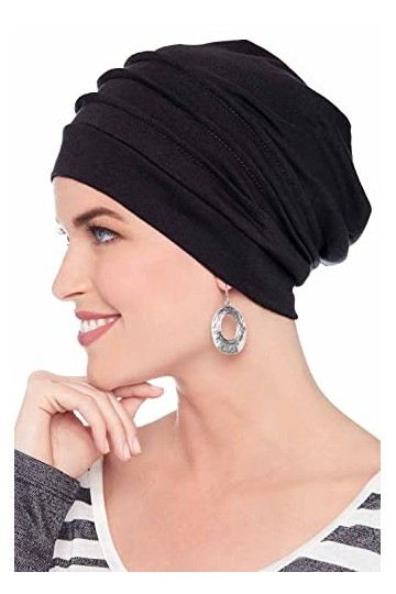 Headcovers Unlimited Bonnet Confortable 100% Coton pour Perte de Cheveux Due au Cancer chimiothérapie, Noir, Taille Unique