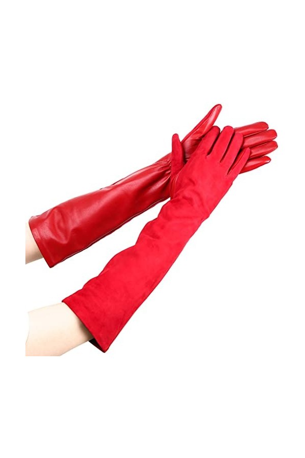 n/a Gants for Femmes de Couleur Mouton, Gants en Cuir for Femmes, Gardez Les Longs Gants Chauds des Femmes dhiver Color : A