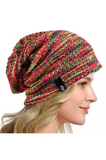 HISSHE Femmes Slouch Bonnets Knit Béret Skullcap Longs Chapeaux Baggy dhiver Dété B08w, Multi Rouge, M