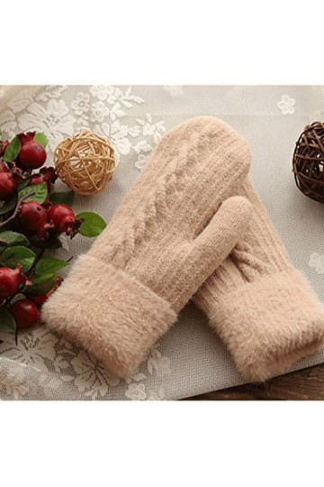 Mitaines dhiver pour femme en tricot torsadé épais pour garder au chaud plus velours à lintérieur du poignet taille unique