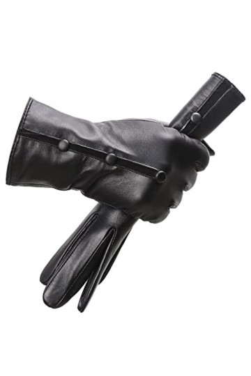 n/a Gants en Cuir Femmes Gants de Femmes Moutons Noirs, épaississez Les Gants dhiver Chauds for Les Femmes Color : A, Size 