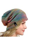 HISSHE Femmes Slouch Bonnets Knit Béret Skullcap Longs Chapeaux Baggy dhiver Dété B08w, Multi Rouge, M