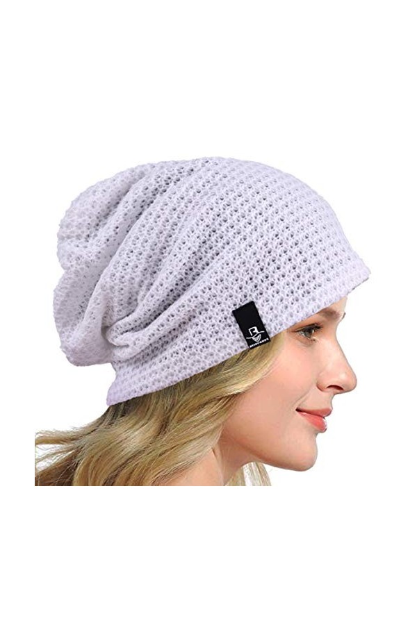 HISSHE Femmes Slouch Bonnets Knit Béret Skullcap Longs Chapeaux Baggy dhiver Dété B08w, Multi Rouge, M