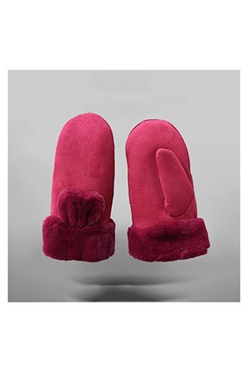 LSDJGDDE Moufles dhiver chaudes en daim tricotées pour femmes, velours épais, coupe-vent, résistant au froid couleur : ross