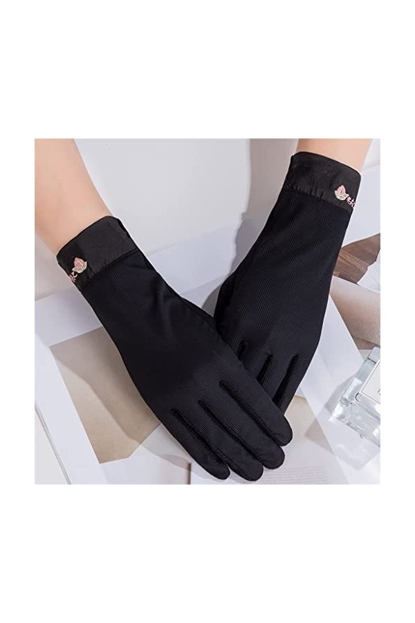 WAAZI Gants décran Tactile en Dentelle de Coton été Femmes Boucle Maille Creuse Conduite Gants déquitation Color : D , Si