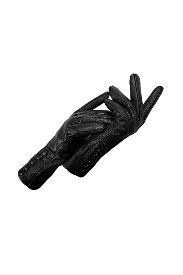 n/a Décoration Bouton Chaude Douce Gants Dames en Peau de Daim de Haute qualité 70% Laine Color : A, Size : 7 