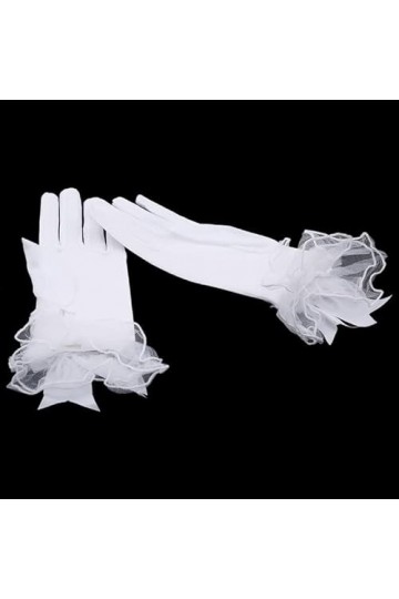 WAAZI Gants en Dentelle for Femmes, nœud en Maille, Gants de fête de Mariage, Accessoires Courts, Gants en Mousseline de Soie