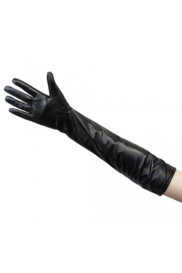 Gants longs en cuir pour femme - Pour lhiver - Sans écran tactile - 65 cm