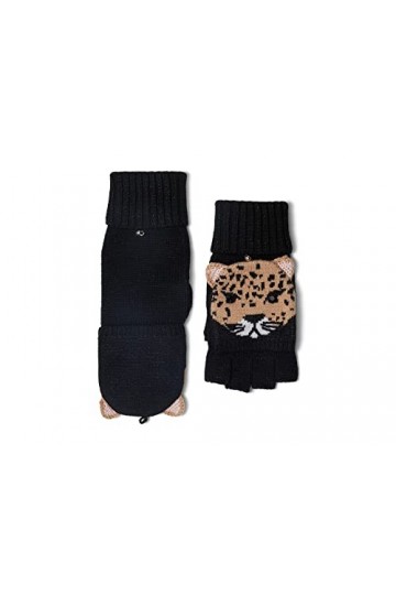 Kate Spade New York Leopard Critter Moufles Pop Top Noir Taille Unique, noir, Taille unique