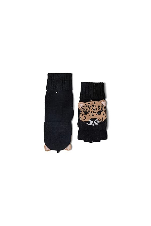 Kate Spade New York Leopard Critter Moufles Pop Top Noir Taille Unique, noir, Taille unique