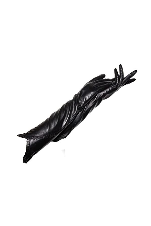 Winter Lady Gants en Cuir en Peau de Mouton Femmes Mitaines en Cuir véritable Femme Style Long Color : A, Size : 8 1/2 