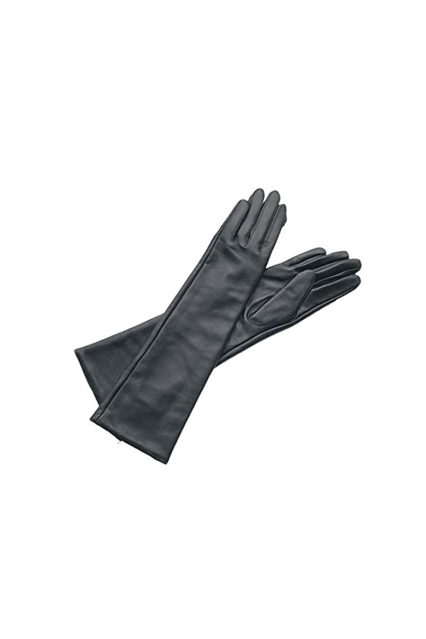 Moufles en cuir pour femme - Doublure thermique en velours - Coudières - Gants utilitaires pour écran tactile - 40 cm - Doubl
