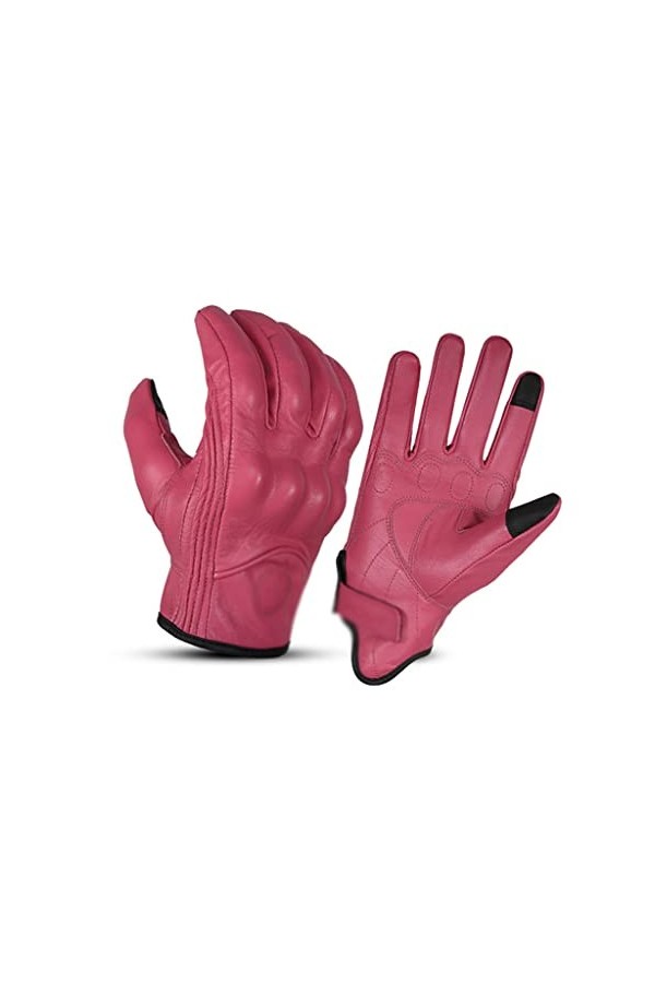 Samnuerly Gants de Moto en Cuir pour Femmes Fonctionnement Tactile Gants dhiver pour Femmes Coupe-Vent Fist Knuckles Color 