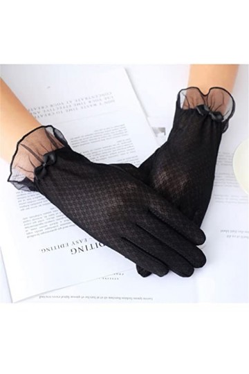 Gants Femme Été Mince Ombre Dentelle Respirant Stretch Écran Tactile Monter Un Tram Confortable et léger Color : B, Size : 2