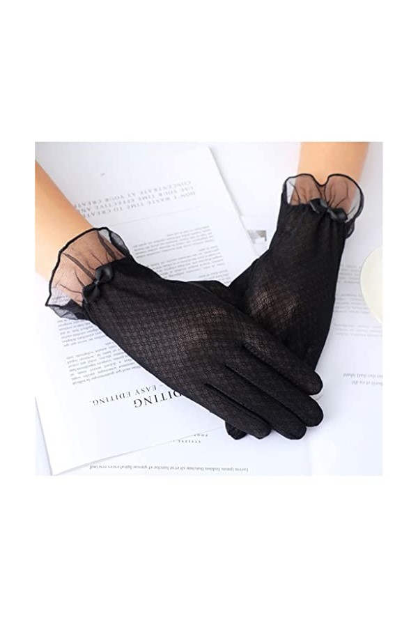 Gants Femme Été Mince Ombre Dentelle Respirant Stretch Écran Tactile Monter Un Tram Confortable et léger Color : B, Size : 2