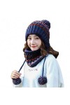 Aisaving Femmes Tricoté Chapeau Écharpe Ensemble Hiver Chaud Épaissir Crochet Bobble Pom Pom Beanie Chapeau Bonnet en Plein A