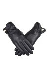 GLUXIT Gants en Cuir Femme Hiver Cyclisme Velours épaissi imperméable Coupe-Vent Mode Polyvalent Conduite Gants