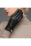 GLUXIT Gants en Cuir Femme Hiver Cyclisme Velours épaissi imperméable Coupe-Vent Mode Polyvalent Conduite Gants