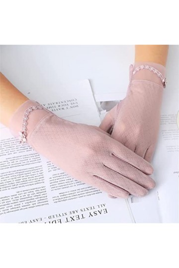 WAAZI Gants Femme Été Dentelle Section Mince Conduite Écran Tactile Glace Soie Gants Élastique Tramway Color : A , Size : 2