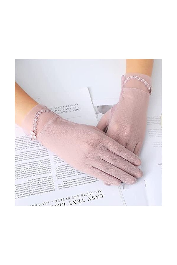 WAAZI Gants Femme Été Dentelle Section Mince Conduite Écran Tactile Glace Soie Gants Élastique Tramway Color : A , Size : 2