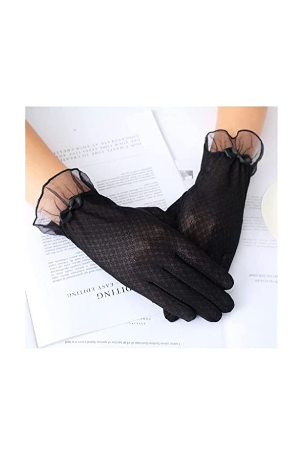 WAAZI Gants Femme Été Mince Ombre Dentelle Respirant Stretch Écran Tactile Monter Un Tram Color : B , Size : 24*8cm 