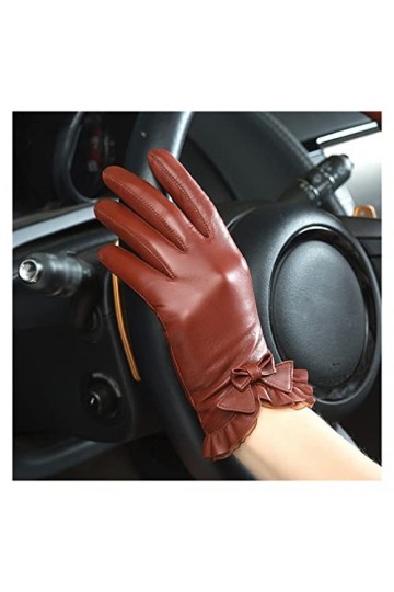 GLUXIT Gants Poignet Dentelle Solide Femmes en Cuir Thermique Hiver Conduite Garder Au Chaud Color : Rosso, Size : XL Code 