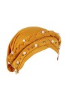 Fxhixiy Bonnet hijab avec perles tressées pour femme - Bonnet turban pour le cancer et la chimio, blanc, taille unique